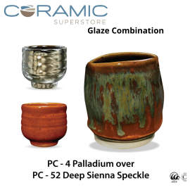 Palladium PC-04 over Deep Sienna Speckle PC-52 Pottery Cone 5 Glaze Combination Palladium PC-04 over Deep Sienna Speckle PC-52 Pottery Cone 5 Glaze Combination